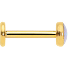 Load image into Gallery viewer, 16G 5/16 White Faux Opal Gold Tone Internal Thread Labret Tragus
