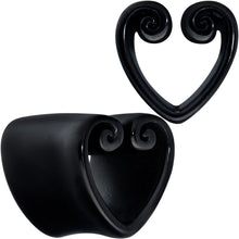 将图片加载到图库查看器，Black Curled Heart Valentines Day Tunnel Plug Set
