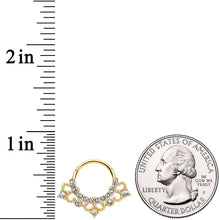 将图片加载到图库查看器，16G 3/8 Clear Gem Gold Tone Tiny Tiara Hinged Segment Ring
