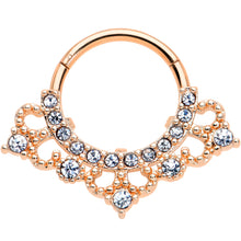 将图片加载到图库查看器，16G 3/8 Clear Gem Rose Gold Tone Tiny Tiara Hinged Segment Ring
