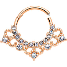 将图片加载到图库查看器，16G 3/8 Clear Gem Rose Gold Tone Tiny Tiara Hinged Segment Ring
