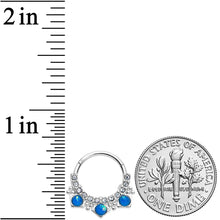 Load image into Gallery viewer, 16G 3/8 Blue Faux Opal Squares Hinged Segment Ring
