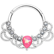 Load image into Gallery viewer, 16G 3/8 Pink Faux Opal Lace Lover Hinged Segment Ring
