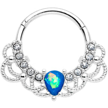 将图片加载到图库查看器，16G 3/8 Blue Faux Opal Lace Lover Hinged Segment Ring
