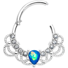 将图片加载到图库查看器，16G 3/8 Blue Faux Opal Lace Lover Hinged Segment Ring

