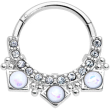 Load image into Gallery viewer, 16G 3/8 White Faux Opal Squares Hinged Segment Ring
