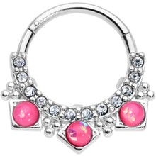 Load image into Gallery viewer, 16G 3/8 Pink Faux Opal Squares Hinged Segment Ring
