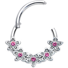 Load image into Gallery viewer, 16G 3/8 Pink Gem Foxy Floral Hinged Segment Ring
