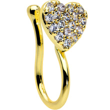 Load image into Gallery viewer, Clear CZ Gem Gold Tone Paved Heart Clip On Fake Nose Ring

