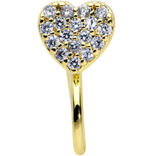 Load image into Gallery viewer, Clear CZ Gem Gold Tone Paved Heart Clip On Fake Nose Ring
