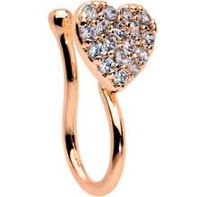 Load image into Gallery viewer, Clear CZ Gem Rose Gold Tone Paved Heart Clip On Fake Nose Ring
