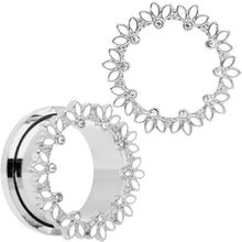 Load image into Gallery viewer, Clear Gem White Leaves Screw Fit Tunnel Plug Set
