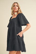 Load image into Gallery viewer, Square Neck Half Sleeve Tiered Summer Dress For Women–Elegant &amp; Flattering with Ruched Detail &amp; Chic Tiered Design
