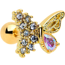 Load image into Gallery viewer, 16G 1/4 Clear Aurora Gem Super Glam Butterfly Cartilage Tragus
