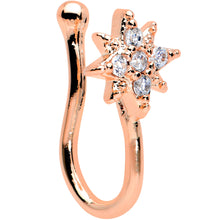 Load image into Gallery viewer, Clear Gem Rose Gold Tone Compass Star Clip On Fake Nose Ring
