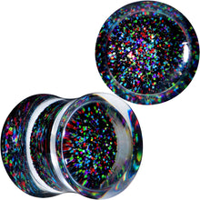 将图片加载到图库查看器，Clear Black Acrylic Rainbow Glitter Glam Saddle Plug Set
