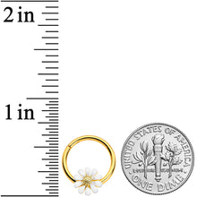 Load image into Gallery viewer, 16G 3/8 Gold Tone Innocence White Flower Hinged Segment Ring
