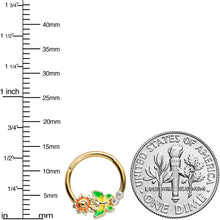 Load image into Gallery viewer, 16G 3/8 Clear CZ Gem Gold Tone Sun Butterfly Hinged Segment Ring

