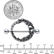 Load image into Gallery viewer, 14G 3/4 Clear Gem Face Crescent Moon Nipple Shield Set
