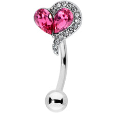 Load image into Gallery viewer, Clear Pink Gem Curve Heart Valentines Day Top Mount Belly Ring
