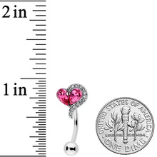 Load image into Gallery viewer, Clear Pink Gem Curve Heart Valentines Day Top Mount Belly Ring
