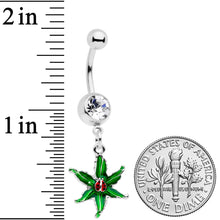 将图片加载到图库查看器，Clear Gem Tiny Ladybug Leaves Dangle Belly Ring
