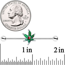 将图片加载到图库查看器，14G Tiny Ladybug Leaves Industrial Barbell 38mm
