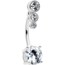 Load image into Gallery viewer, Clear CZ Gem Triple Drop Round Belly Ring
