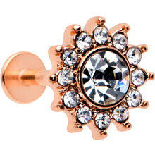 Load image into Gallery viewer, 16G 5/16 Clear Gem Rose Gold Hue Stylish Sun Labret Monroe Tragus
