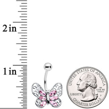 将图片加载到图库查看器，Pink Gem Lacy Butterfly Belly Ring
