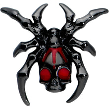 Load image into Gallery viewer, 16G 1/4 Red Gem Black Spider Skull Halloween Cartilage Tragus
