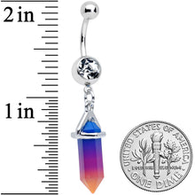 Load image into Gallery viewer, Clear Gem Blue Purple Yellow Ombre Stone Hippie Dangle Belly Ring
