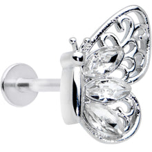 Load image into Gallery viewer, 16G 5/16 Clear Gem Lacy Butterfly Labret Monroe Tragus
