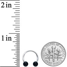 Load image into Gallery viewer, 16G 3/8 Black Stone Ball End Internally Threaded Horseshoe
