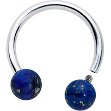 Load image into Gallery viewer, 16G 3/8 Blue Stone Ball End Internally Threaded Horseshoe
