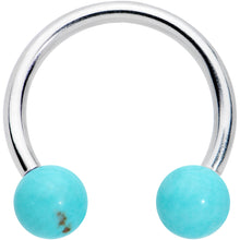 Load image into Gallery viewer, 16G 3/8 Lt Blue Stone Ball End Internally Threaded Horseshoe
