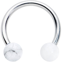 Load image into Gallery viewer, 16G 3/8 White Stone Ball End Internally Threaded Horseshoe
