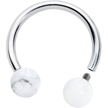 Load image into Gallery viewer, 16G 3/8 White Stone Ball End Internally Threaded Horseshoe
