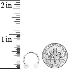 Load image into Gallery viewer, 16G 3/8 White Stone Ball End Internally Threaded Horseshoe
