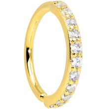 Load image into Gallery viewer, 16G 3/8 Clear CZ Gem Gold Tone Forward Facing Closure Ring
