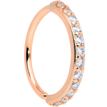 将图片加载到图库查看器，18G 3/8 Clear CZ Gem Rose Gold Tone Forward Facing Closure Ring
