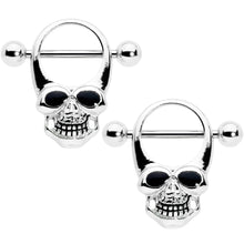 Load image into Gallery viewer, 14G 1/2 Grinning Skull Halloween Nipple Shield Set
