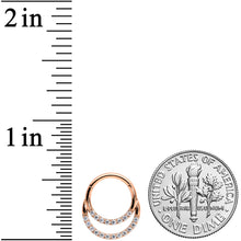 Load image into Gallery viewer, 16G 5/16 Clear CZ Gem Rose Gold Tone Double Row Segment Ring
