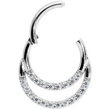 Load image into Gallery viewer, 16G 5/16 Clear CZ Gem Double Row Hinged Segment Ring
