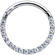 将图片加载到图库查看器，16G 3/8 Clear CZ Gem G23 Titanium Paved Hinged Segment Ring
