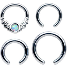 Load image into Gallery viewer, 14 16G 1/4 5/16 White Synthetic Opal BCR Captive Ring Set of 4
