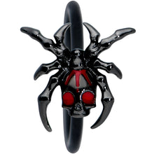 Load image into Gallery viewer, 20G 5/16 Red Gem Black Spider Skull Halloween Nose Hoop

