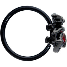 Load image into Gallery viewer, 20G 5/16 Red Gem Black Spider Skull Halloween Nose Hoop
