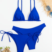 Load image into Gallery viewer, Essential Edge 3-Piece Bikini Set for Women – Solid Color High-Cut Triangle Top Two-Style Bottoms with Side Lace-Up Design &amp; Quick-Drying Comfort – Versatile Women's Swimwear for Summer Pool Beach &amp; Travel
