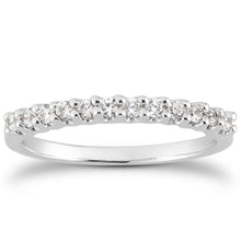 将图片加载到图库查看器，14k White Gold Fancy U Setting Shared Prong Diamond Wedding Ring Band
